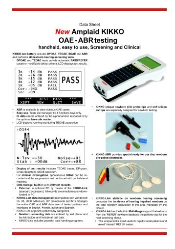 New Amplaid KIKKO OAE - ABR testing handheld, easy ... - Puretone