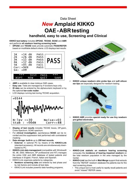 New Amplaid KIKKO OAE - ABR testing handheld, easy ... - Puretone