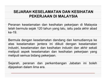 SEJARAH KESELAMATAN DAN KESIHATAN PEKERJAAN DI ...