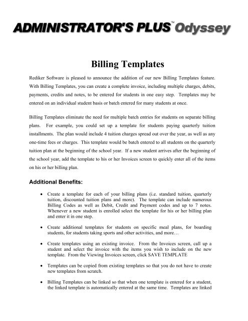 Billing Templates - Rediker Software, Inc.