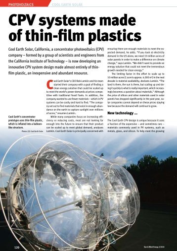 CPV systems made of thin-film plastics - Energy Smith