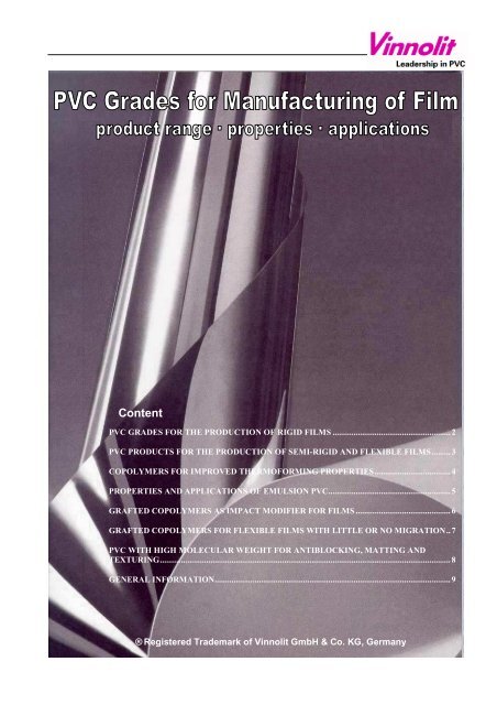 PVC Products for the Production of Rigid Films - Vinnolit