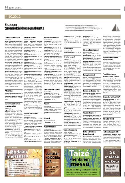 Esse 40/2012 (pdf) - Espoon seurakuntasanomat