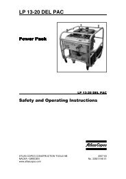 Atlas Copco LP 13-20 Hydraulic Power Pack Safe Operation Manual