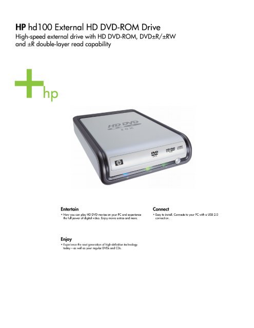 HP hd100 External HD DVD-ROM Drive Datasheet (PDF)