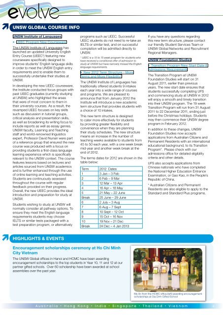 July 2011 - UNSW Global Pty Limited - University of New South Wales