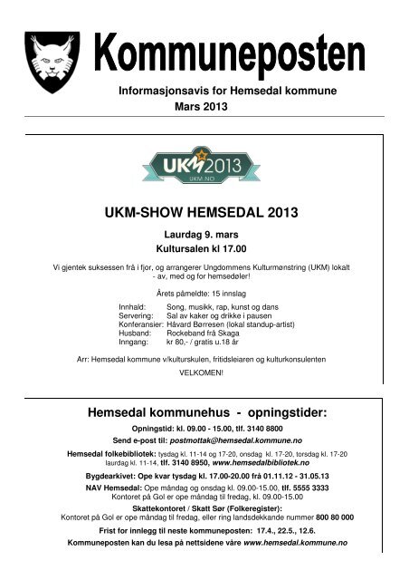 Kommuneposten - mars 2013 - Hemsedal kommune