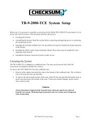 CheckSum TR-9-2000-TCE System Setup
