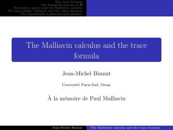 The Malliavin calculus and the trace formula