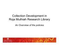 Collection Development in Roja Muthiah Research Library