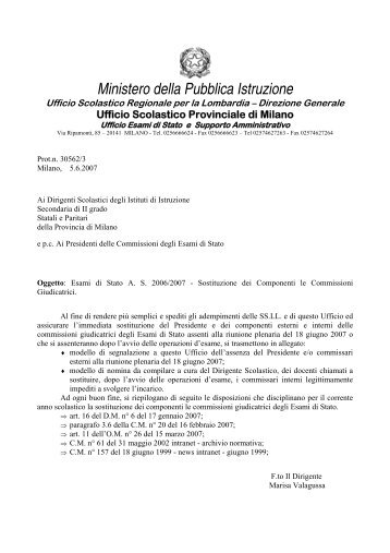 Ministero della Pubblica Istruzione - Ufficio Scolastico di Milano