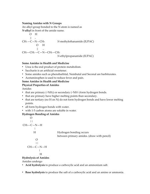 Chapter 13 Carboxylic Acids, Esters, Amines, and Amides