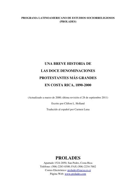 Una breve historia de las 12 denominaciones ... - Prolades.com