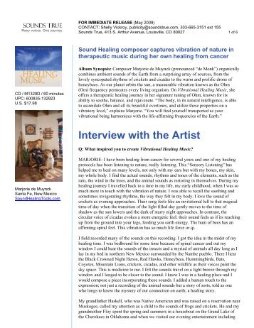 Interview with the Artist - Sounds True Press Room