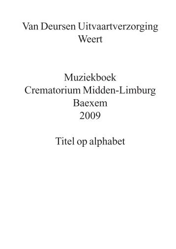 Muziekboek Crematorium Midden-Limburg Baexem