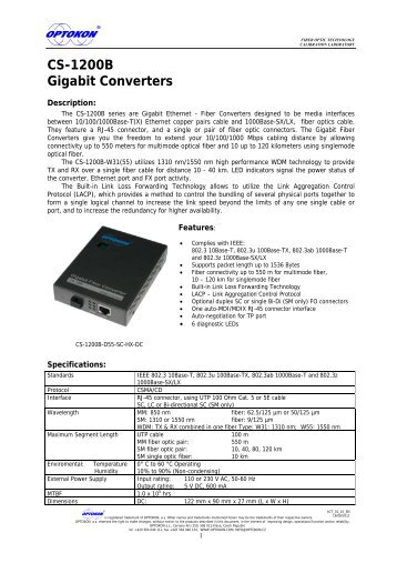 CS-1200B Gigabit Converters - OPTOKON as