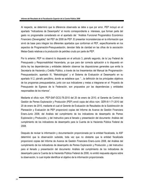 Informe del Resultado de la Fiscalización Superior de la Cuenta ...