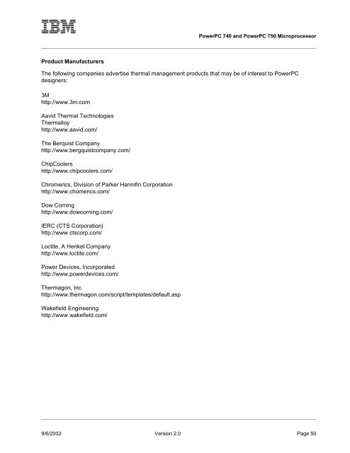 PowerPC 740 and PowerPC 750 Microprocessor Datasheet - IBM