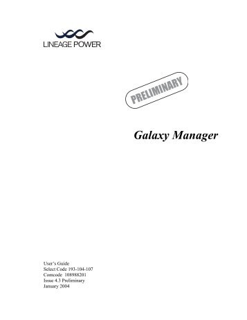 Galaxy Manager - Lineage Power