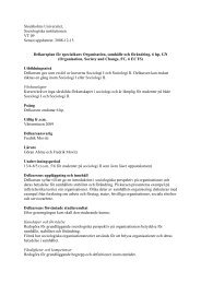 Organisation, samhälle och förändring VT09 - Sociologiska ...