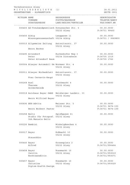 V2000 - Mitgl.Liste (1 - Verkehrsverein Alzey