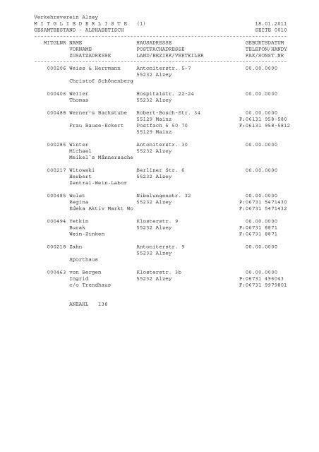 V2000 - Mitgl.Liste (1 - Verkehrsverein Alzey