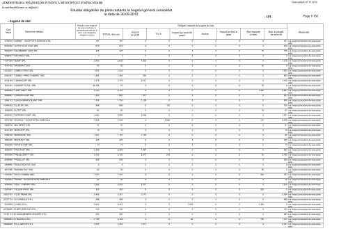 Situatia obligatiilor de plata restante la bugetul general consolidat la ...