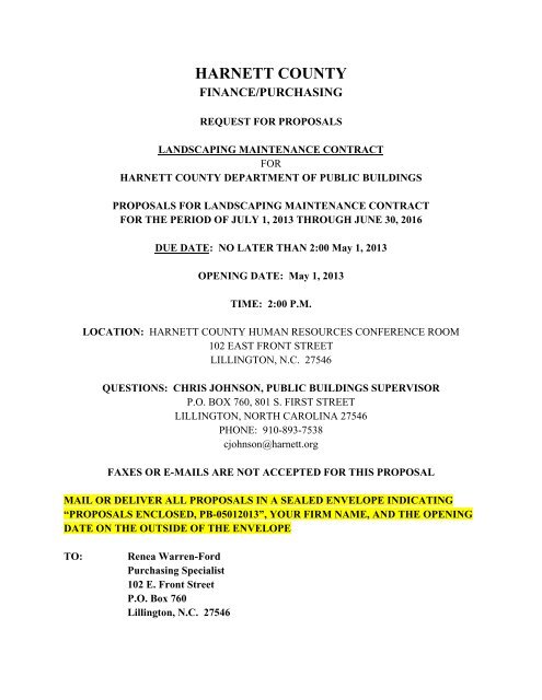 informal request for proposals - Harnett County
