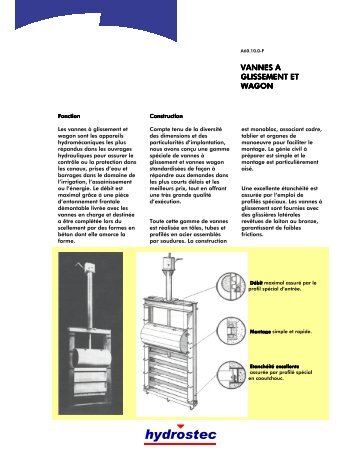 Vannes a Glissement et Wagon - hydrostec