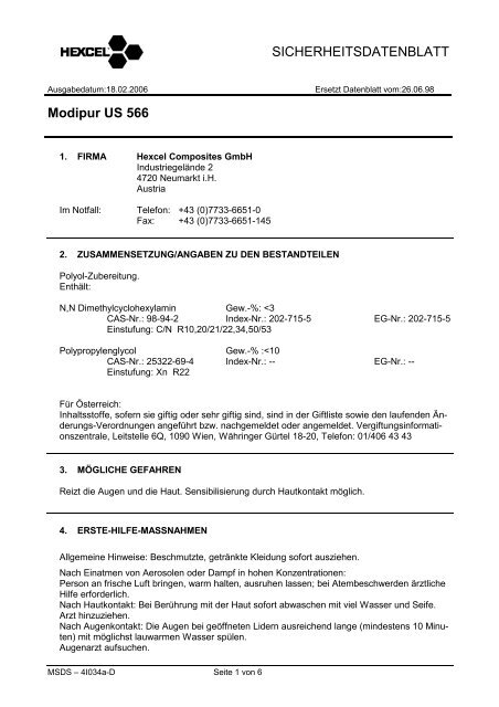 SICHERHEITSDATENBLATT Modipur US 566