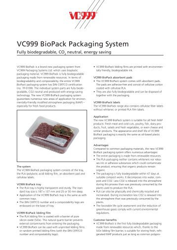 VC999 BioPack Packaging System - VC999 Verpackungssysteme AG