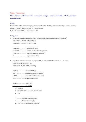 TÃ©ma: Neutralizace - Chemie na GJO