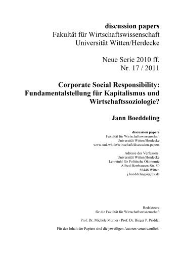 Corporate Social Responsibility - Universität Witten/Herdecke