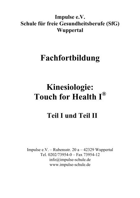 Kinesiologie: Touch for Health I - Impulse eV