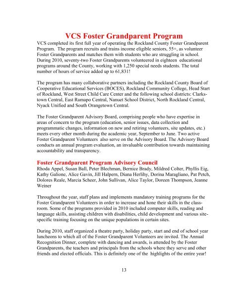 VCS Foster Grandparent Program - VCS Inc.