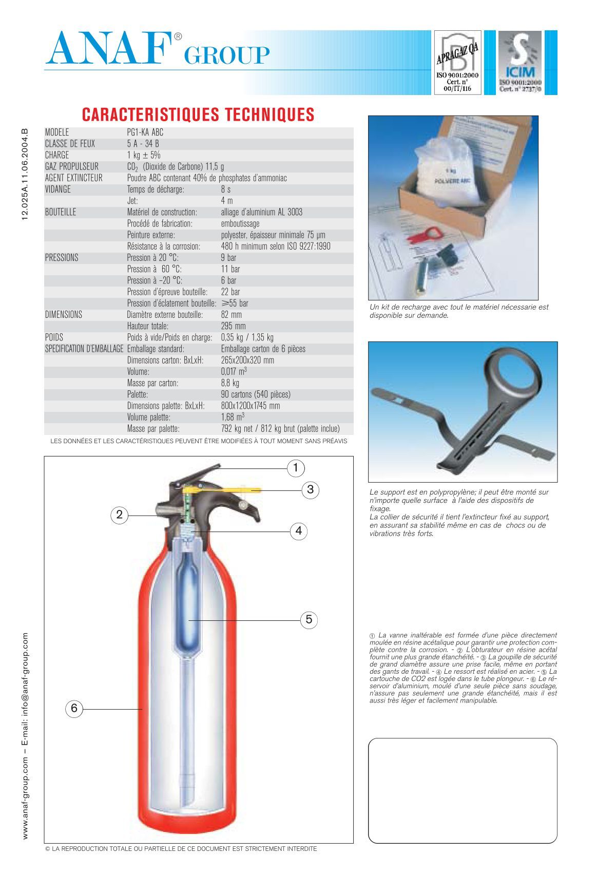 Extincteur à poudre ABC 1kg / ANAF Group 