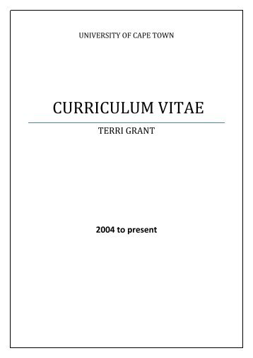 Download Curriculum Vitae of Terri Grant - Faculty of Commerce ...