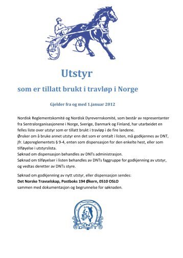Utstyr - Det Norske Travselskap