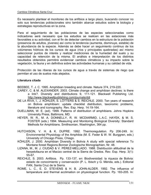 Estudio de Cambios Climaticos, Diagnostico del Ecosistema y ...