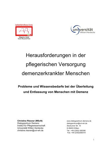 Überleitung und Entlassung - Universität Witten/Herdecke