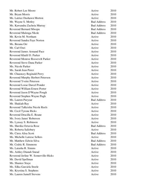 CLASSES IN REUNION 5'S & 0'S Name Maiden Name Status Class ...