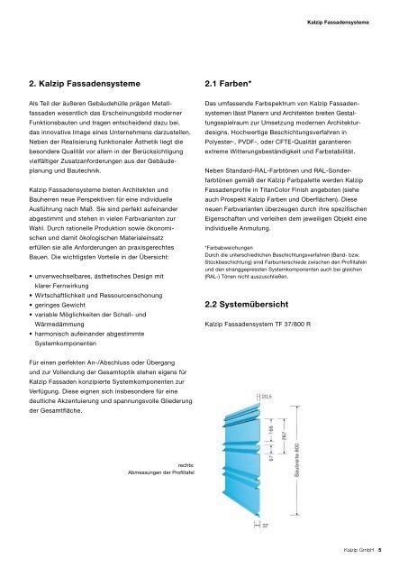 6. Kalzip Fassadensystem TF 37/800 R