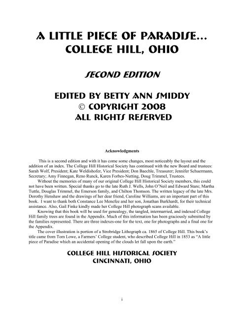 A Little piece of Paradise… College Hill, Ohio - SELFCRAFT