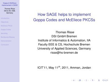 How SAGE helps to implement Goppa Codes and McEliece PKCSs