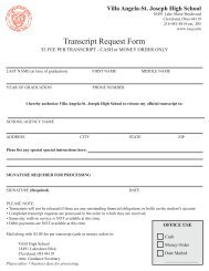 Transcript Request Form - Villa Angela-St. Joseph High School