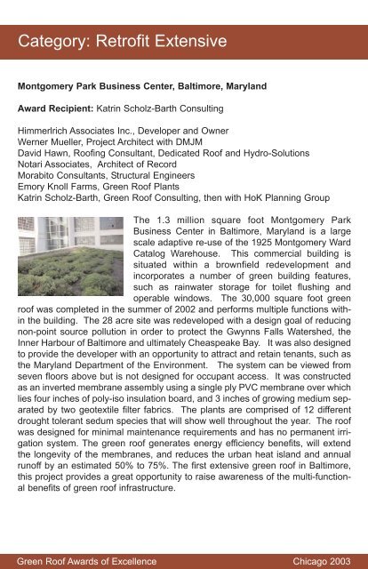 Green Roof Awards of Excellence - Green Roofs for Healthy Cities