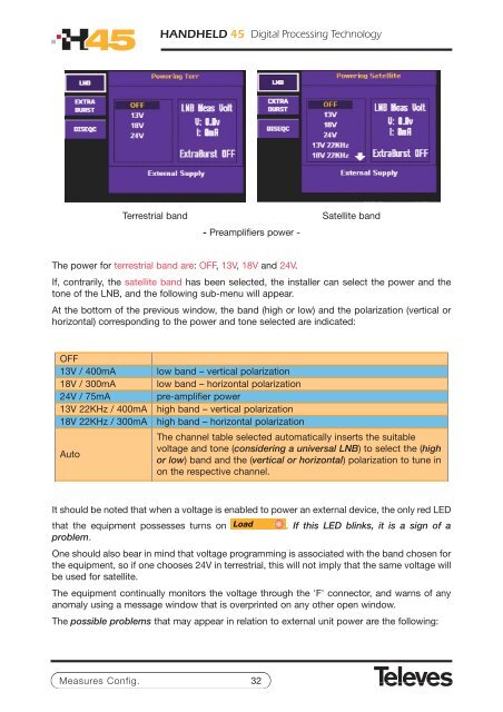 User manual - Televes -> H45 : Advanced HDTV System Analyzers