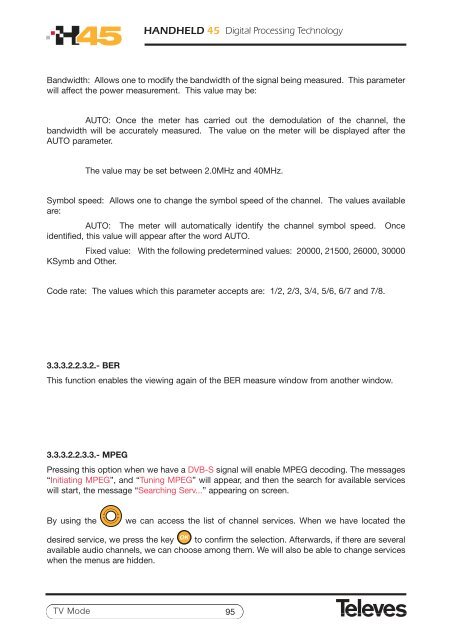 User manual - Televes -> H45 : Advanced HDTV System Analyzers