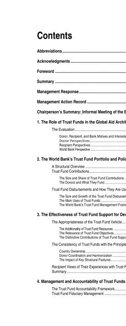 An Evaluation of the World Bank's Trust Fund Portfolio