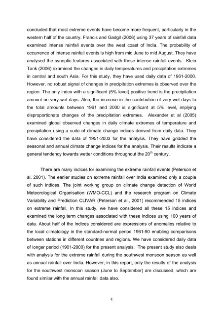 Trends in Precipitation Extremes over India - (IMD), Pune